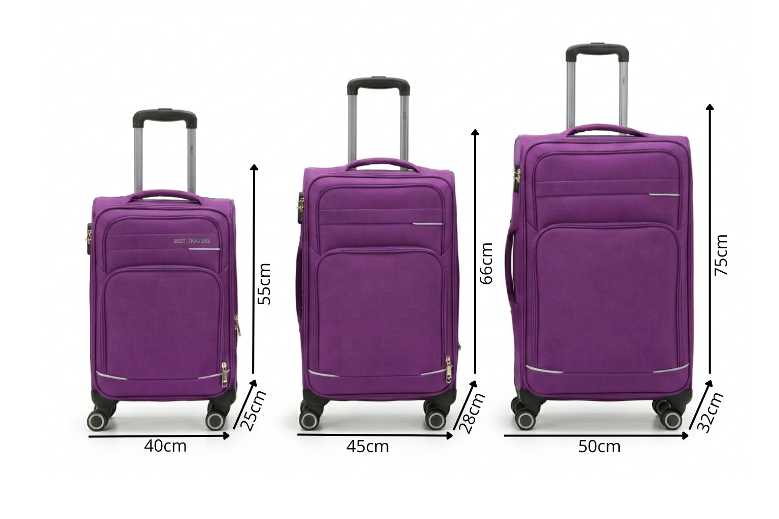 Juego de 3 Maletas de Viaje Rígidas – Grande, Mediana y Cabina, 7 Colores, 8030-3