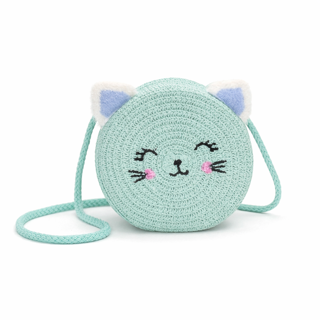 Bolso Infantil Redondo con Diseño de Gatito , 12x12x7 cm, 51748