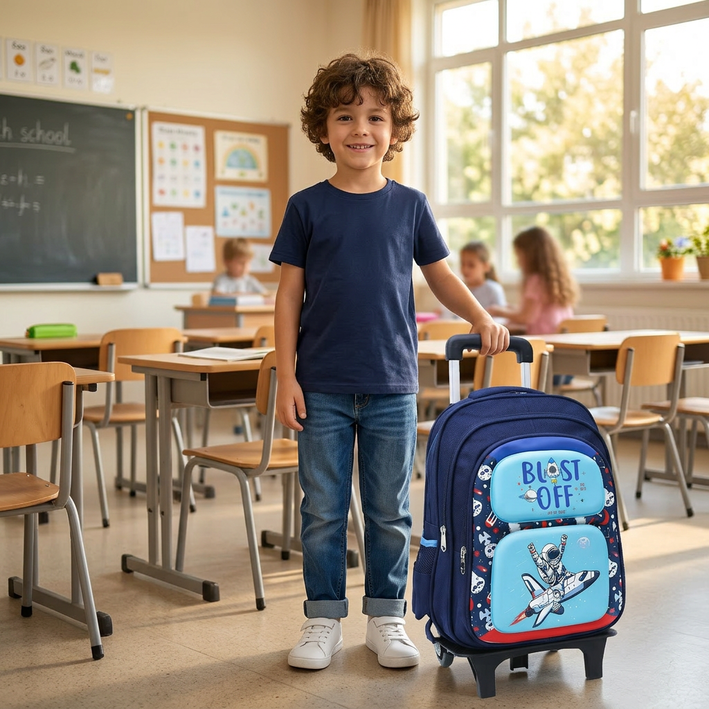 Mochila infantil con ruedas para colegio, 41x31x21 cm, 8 Variantes, 53208
