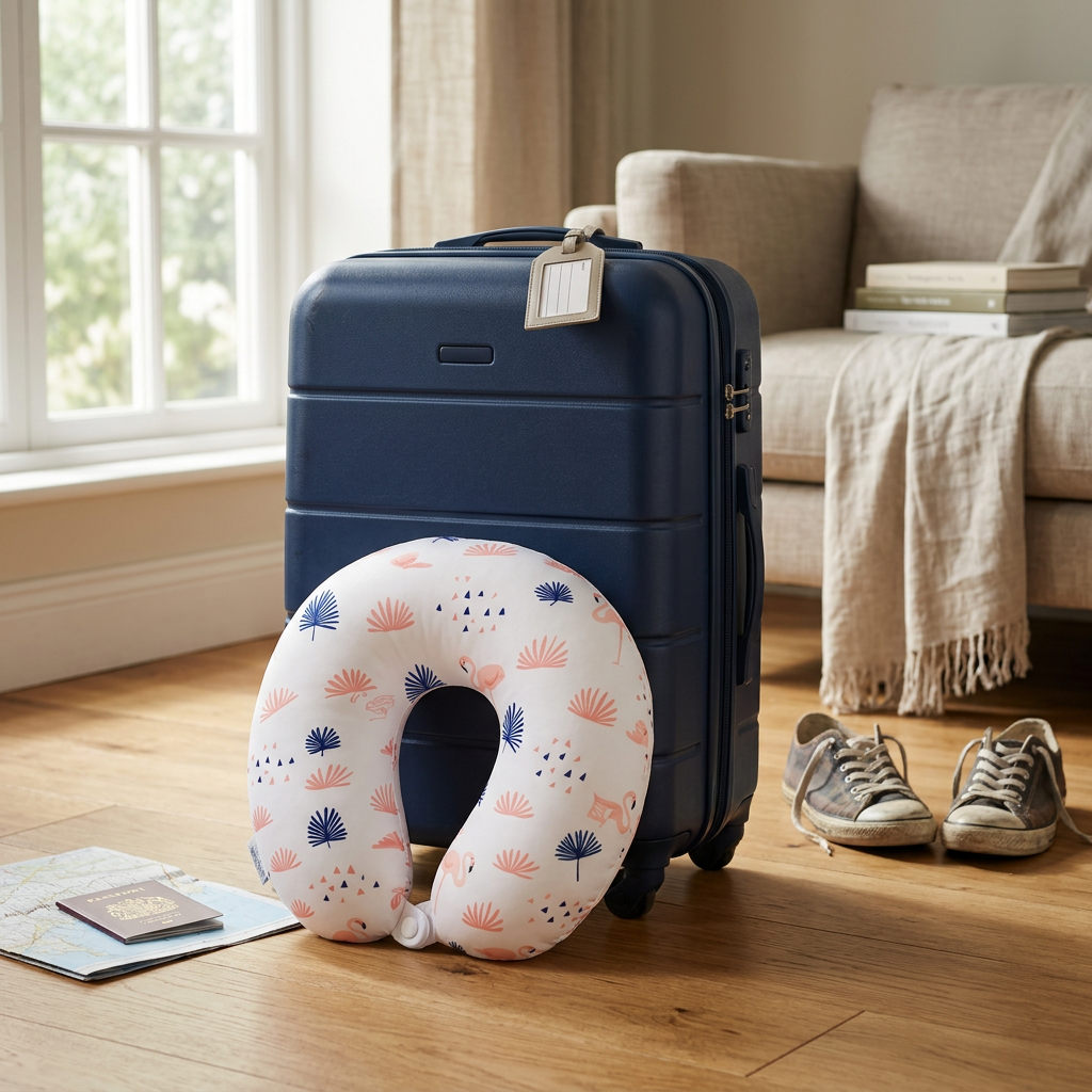 Almohada de viaje para cuello con estampados, 4 Variantes, 51924