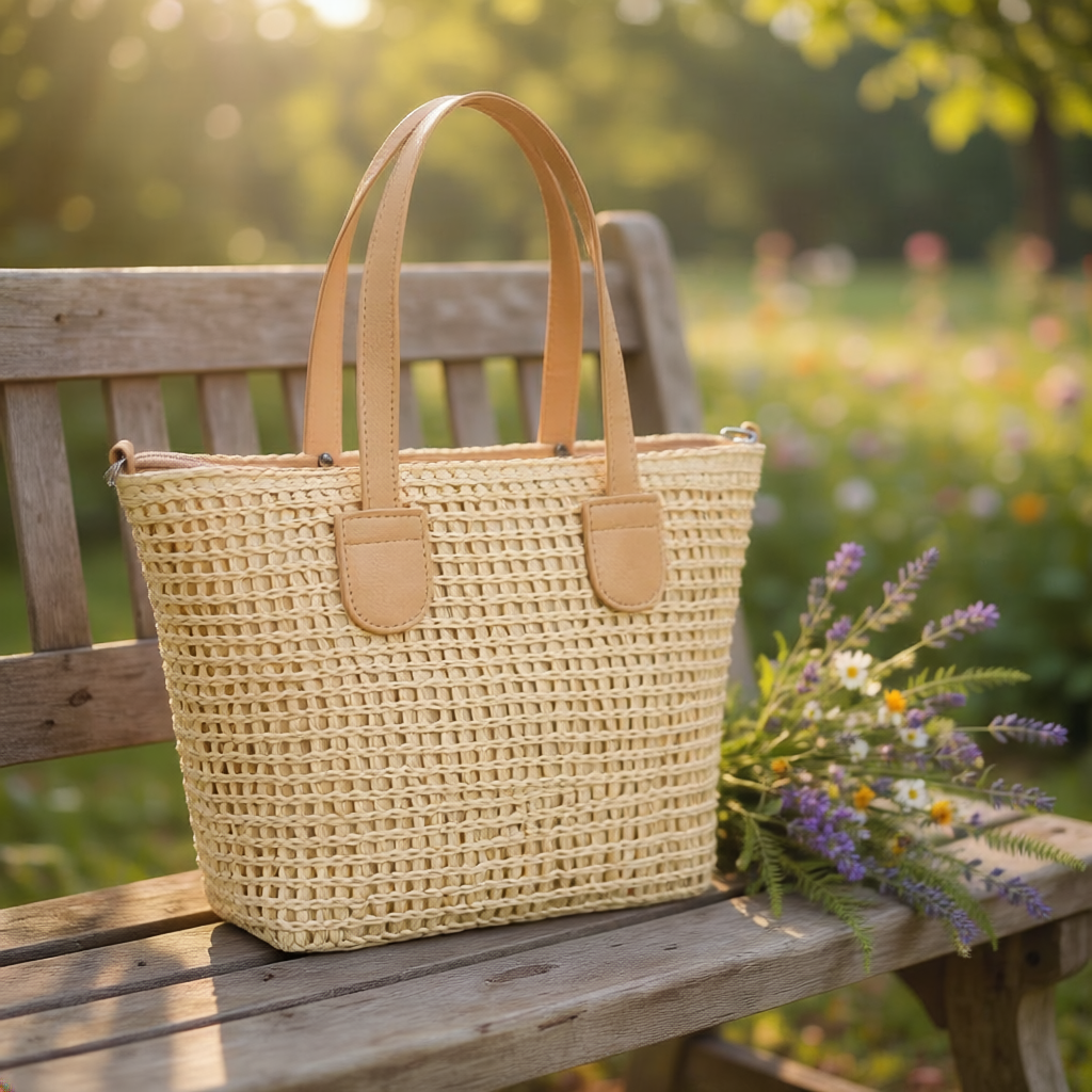 Bolso de Mujer de Paja Trenzada 21x10x29 cm, 54856