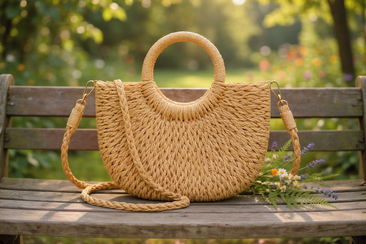 Bolso Mujer Elegante Fibra Natural 24x10x34 cm, 54859