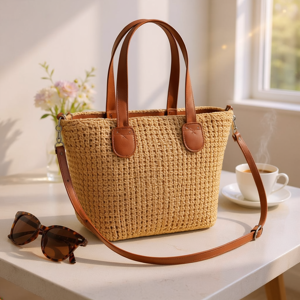 Bolso de Mujer de Paja Trenzada 21x10x29 cm, 54856