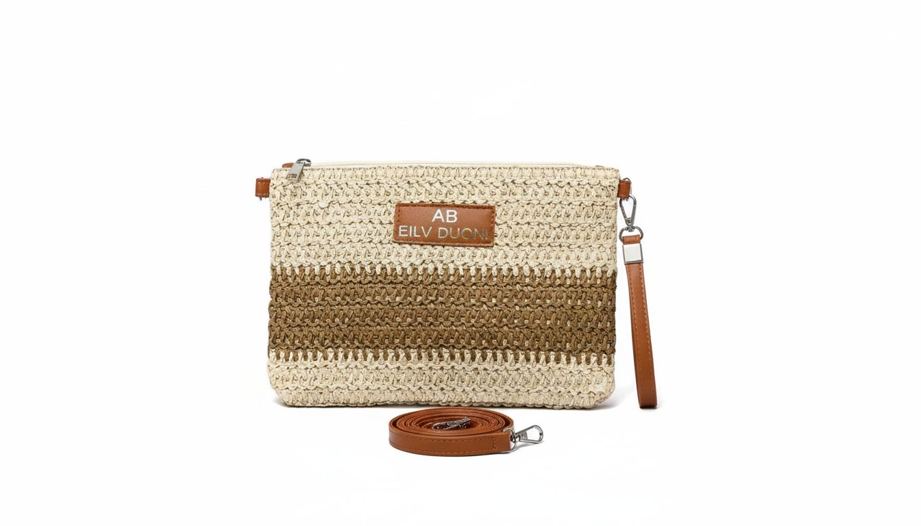 Bolso de Mano de Rafia Tejida para Mujer, 27x20cm, Colores Diferentes