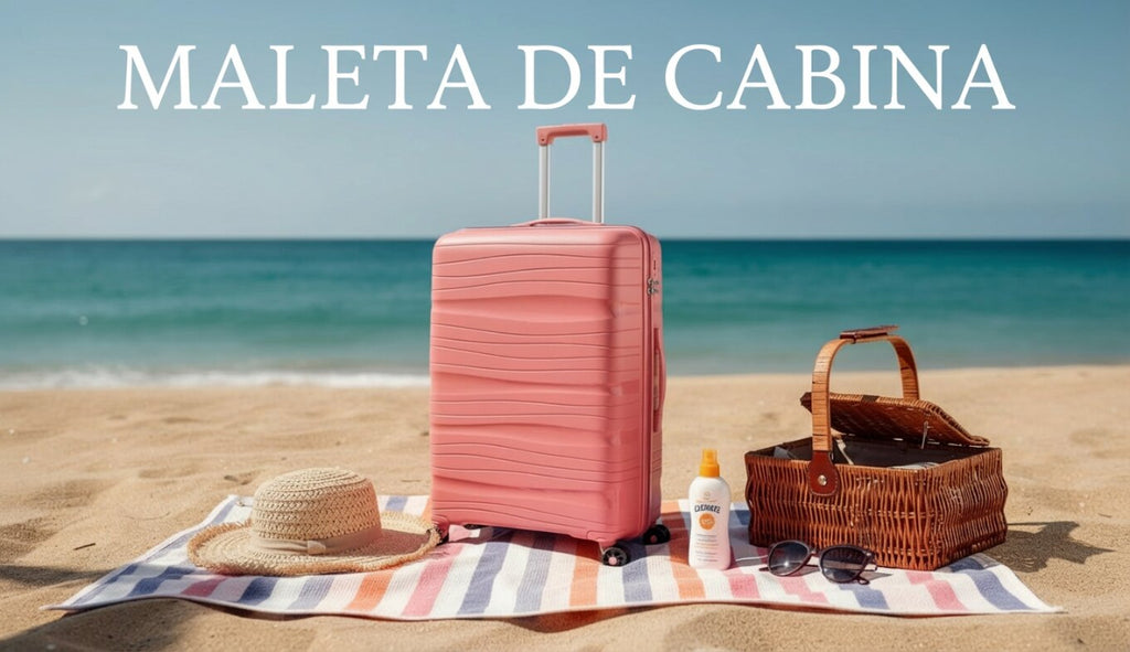 Maleta de Cabina Rígida 49x35x22 cm, 4 Ruedas Giratorias, Color Rosa