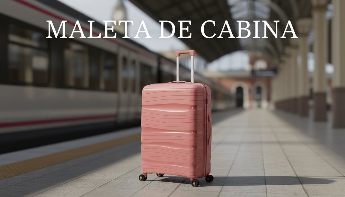 Maleta de Cabina Rígida 49x35x22 cm, 4 Ruedas Giratorias, Color Rosa