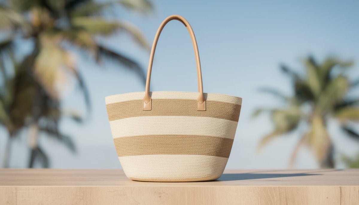 Bolso de playa grande de paja tejida vintage, 53x31 cm, Colores Diferentes 54182