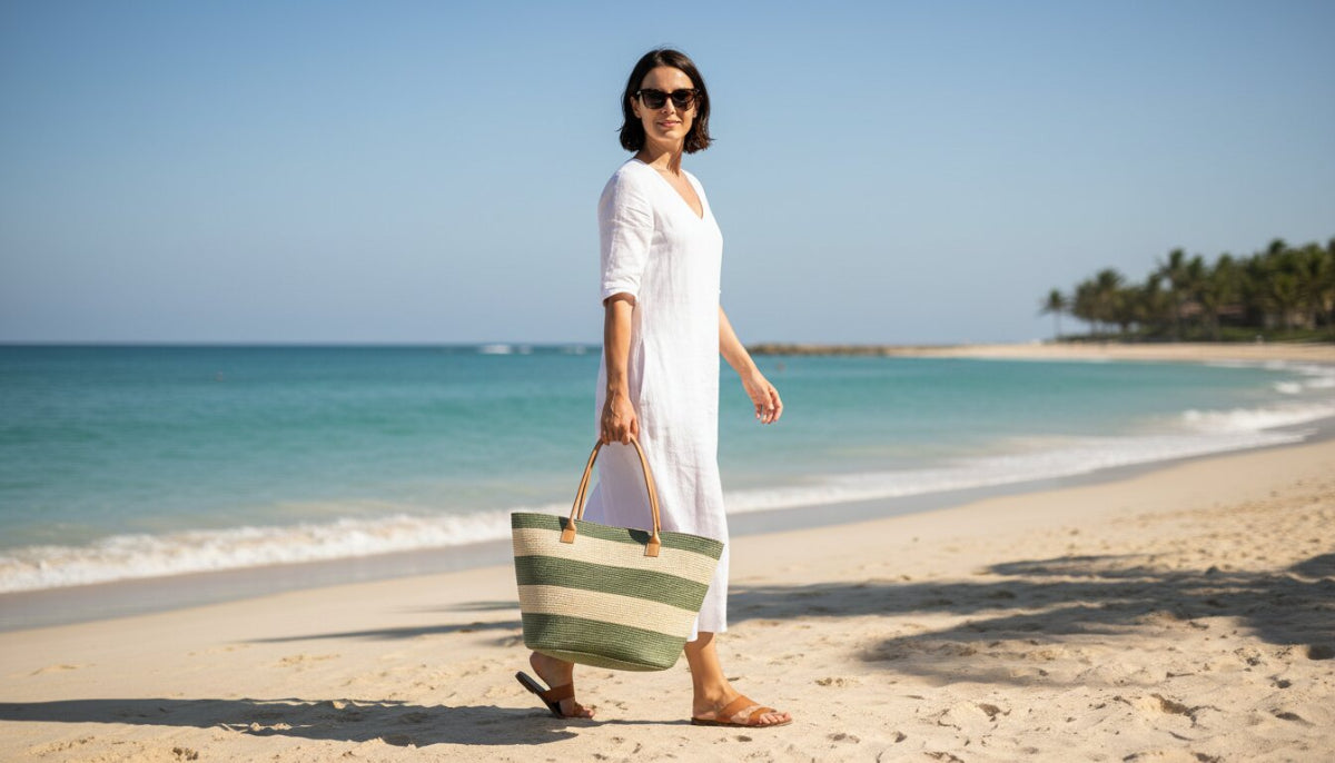 Bolso de playa grande de paja tejida vintage, 53x31 cm, Colores Diferentes 54182