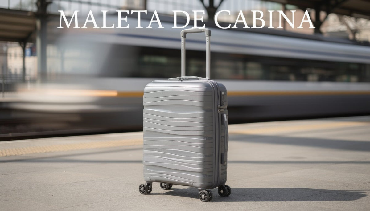Maleta de Cabina Rígida 49x35x22 cm, 4 Ruedas Giratorias, Color Gris