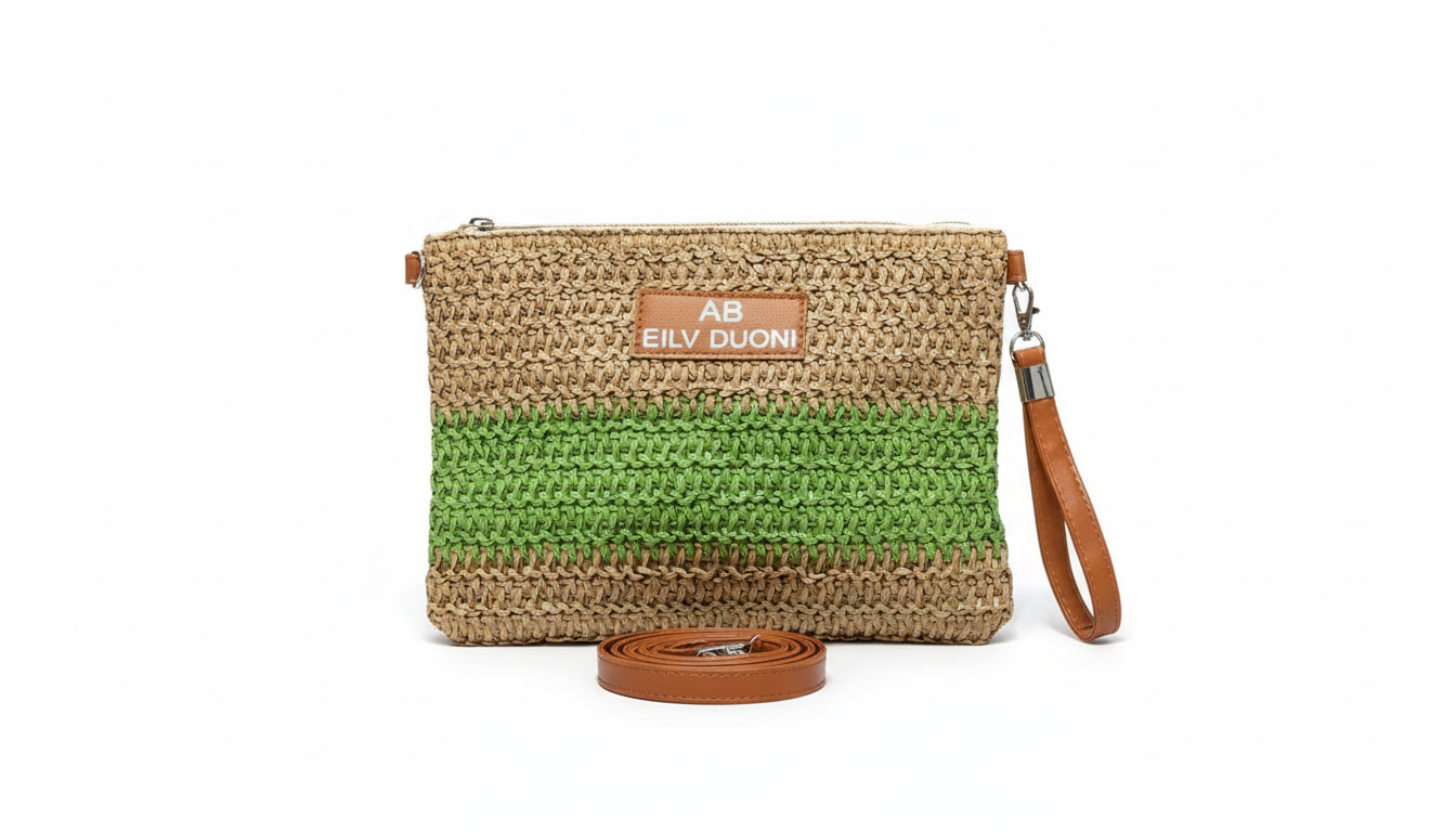 Bolso de Mano de Rafia Tejida para Mujer, 27x20cm, Colores Diferentes