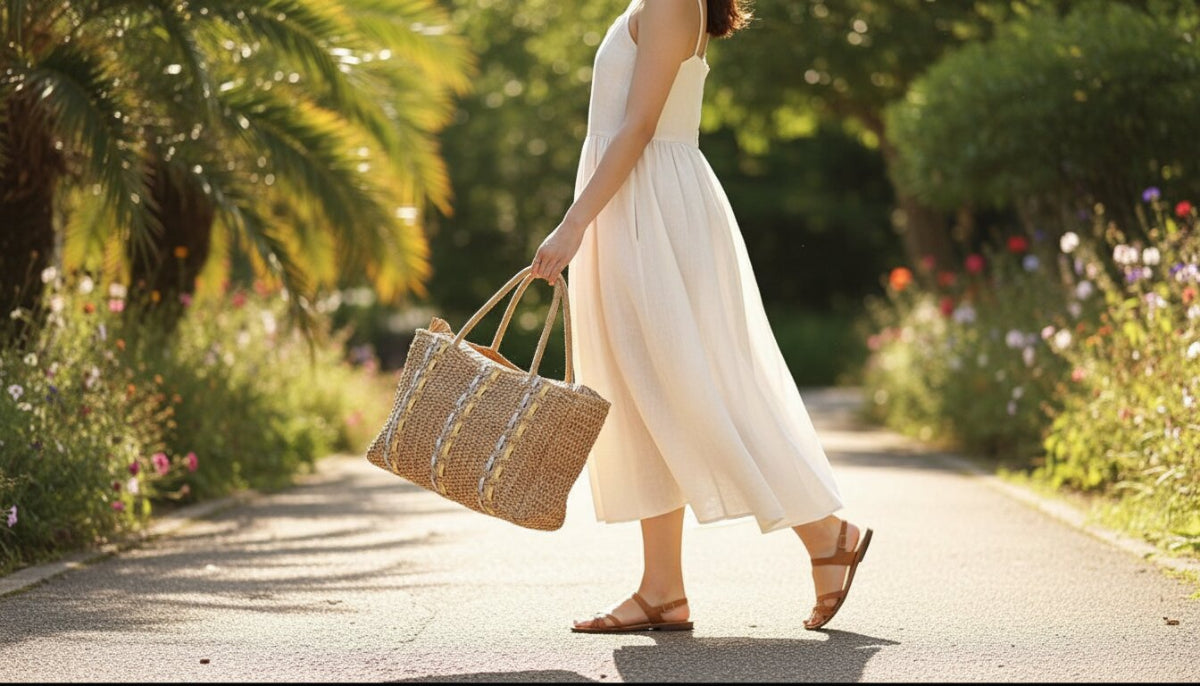Bolso Tote de Paja Tejida para Mujer, 2 Variantes