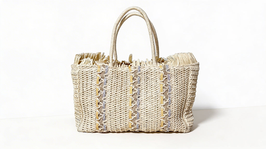 Bolso Tote de Paja Tejida para Mujer, 2 Variantes