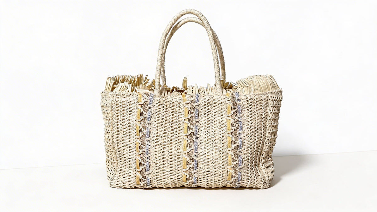 Bolso Tote de Paja Tejida para Mujer, 2 Variantes