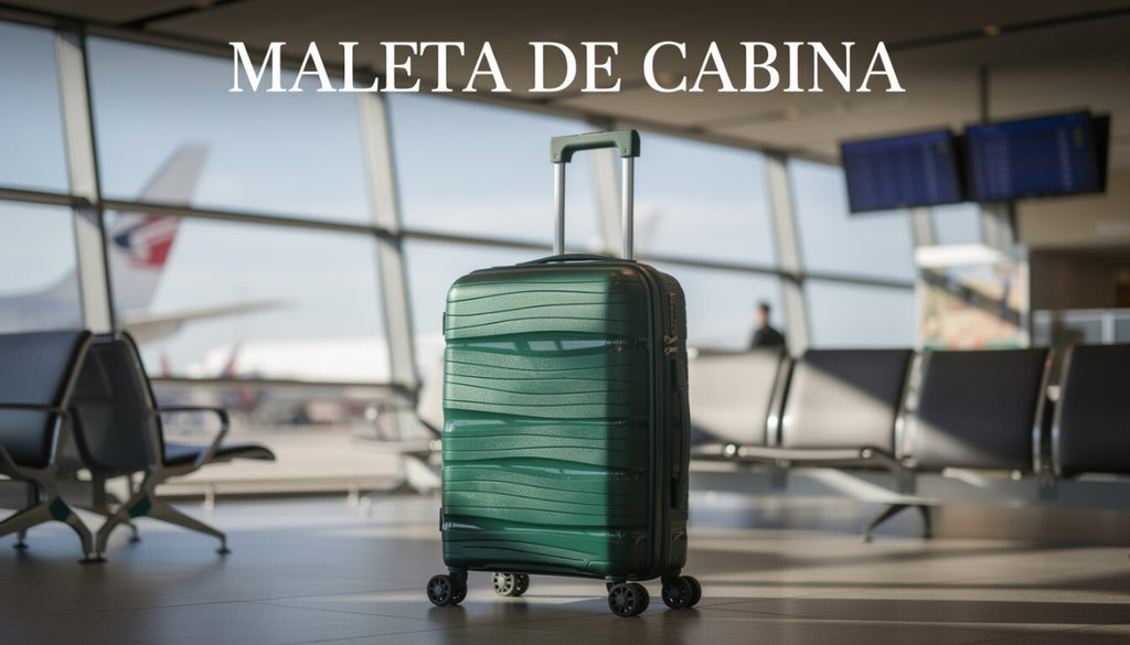 Maleta de Cabina Rígida 49x35x22 cm, 4 Ruedas Giratorias, Color Verde Oscuro