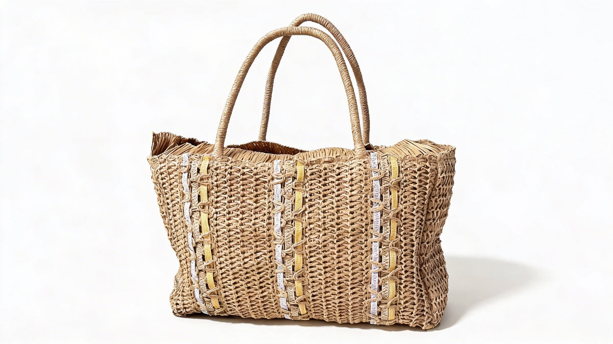 Bolso Tote de Paja Tejida para Mujer, 2 Variantes