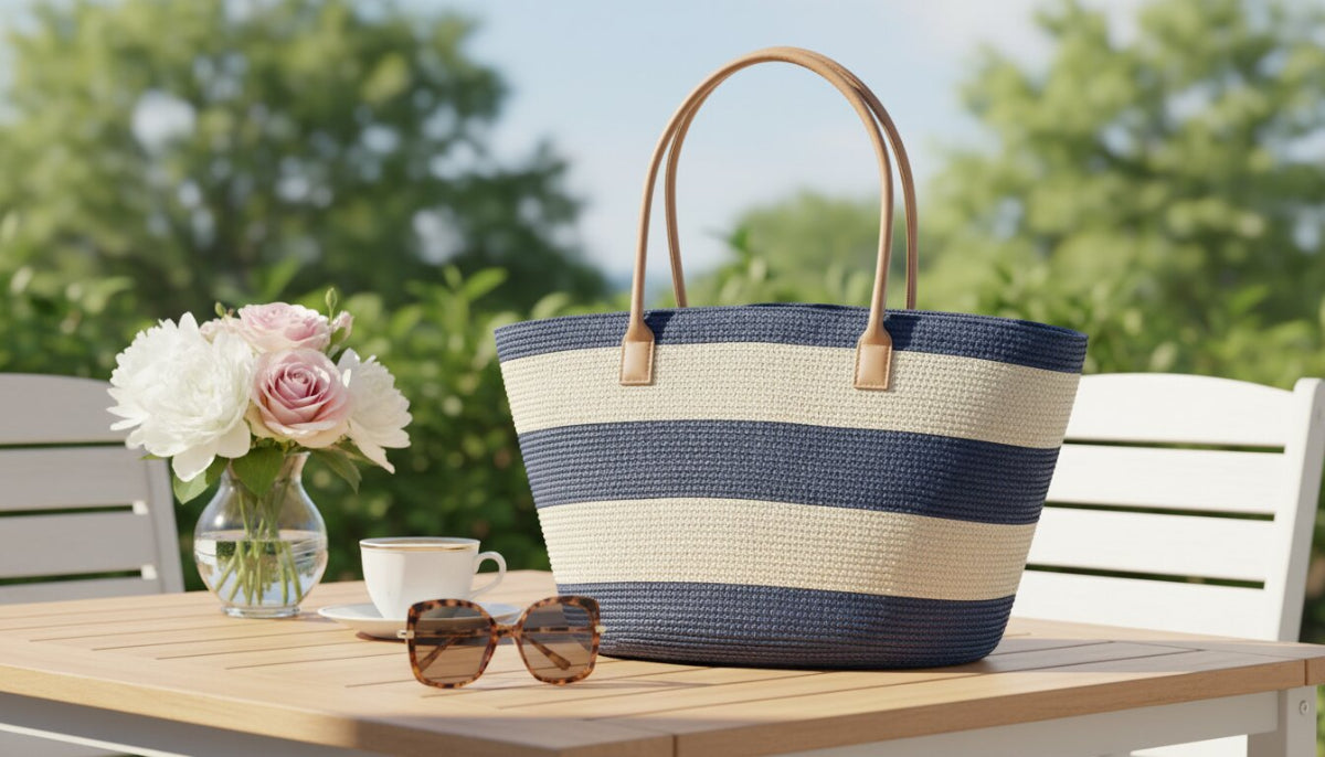 Bolso de playa grande de paja tejida vintage, 53x31 cm, Colores Diferentes 54182