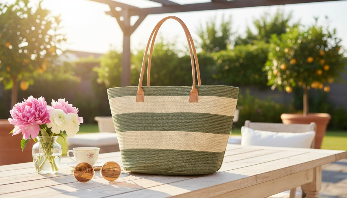 Bolso de playa grande de paja tejida vintage, 53x31 cm, Colores Diferentes 54182