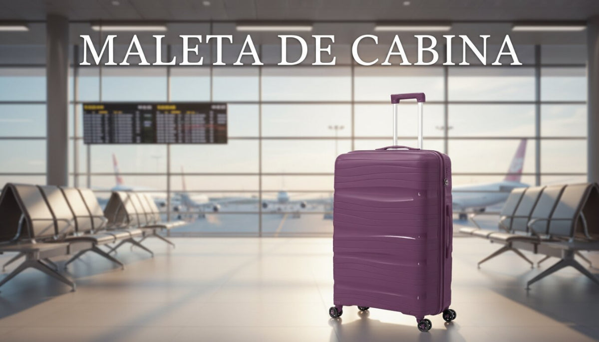 Maleta de Cabina Rígida 49x35x22 cm, 4 Ruedas Giratorias, Color Violeta