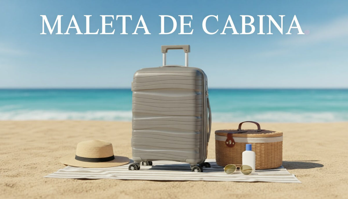 Maleta de Cabina Rígida 49x35x22 cm, 4 Ruedas Giratorias, Color Gris
