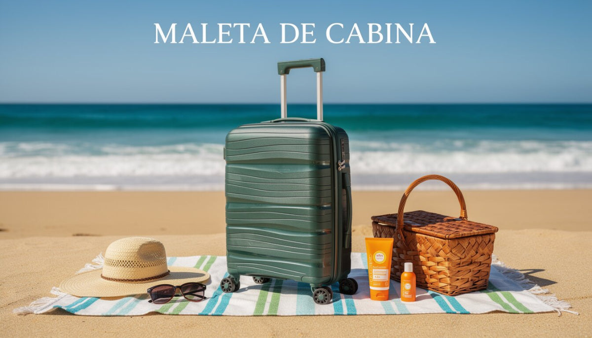 Maleta de Cabina Rígida 49x35x22 cm, 4 Ruedas Giratorias, Color Verde Oscuro