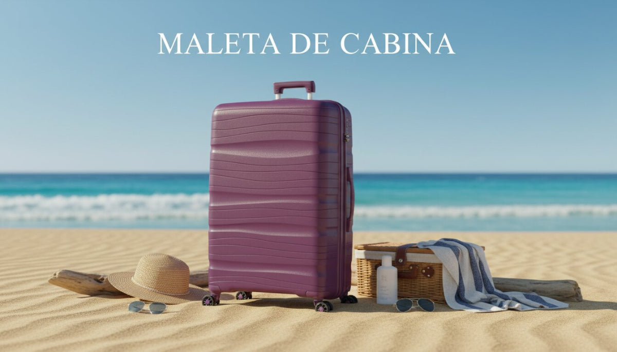 Maleta de Cabina Rígida 49x35x22 cm, 4 Ruedas Giratorias, Color Violeta