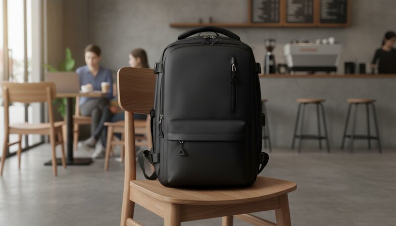 Mochila de Viaje Con Compartimento para Botellas, Color Negro