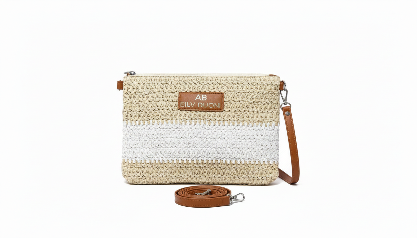 Bolso de Mano de Rafia Tejida para Mujer, 27x20cm, Colores Diferentes