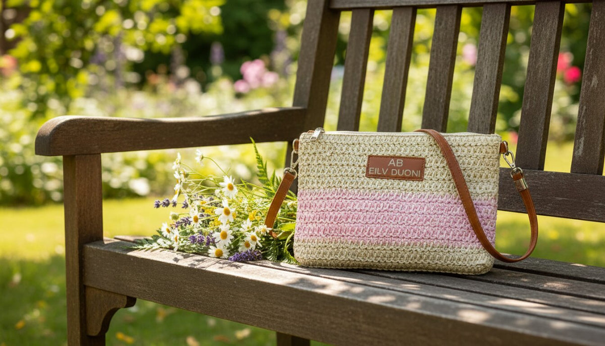 Bolso de Mano de Rafia Tejida para Mujer, 27x20cm, Colores Diferentes