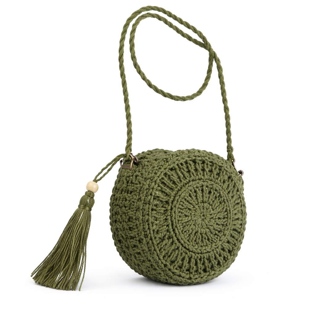 Bolso Redondo Mujer de Fibra Natural 22x4x22 cm, 3 Colores, 54875